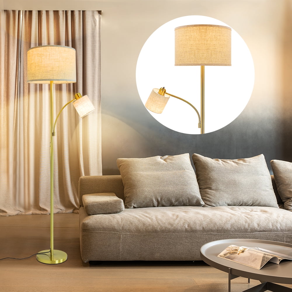 Depuley 2 Head Standing Floor Lamp, Gold Reading Floor Light for Living