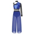 thumbnail image 4 of Miutii Girls Sequins Rhinestones Lyrical Dance Colored Block Outfit Jazz Performance Set Top with Pants Royal Blue 12, 4 of 7