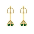 thumbnail image 4 of 1 Ct Round Cut Studs Green Emerald 18K Yellow Solid Solid Gold Everyday Dainty Earrings Screw Back, 4 of 7