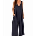 thumbnail image 3 of Women'S Casual Summer Loose Jumpsuits Sleeveless Tank V Neck Wide Leg Long Rompers Baggy Jumper with Pockets Black XL, 3 of 6