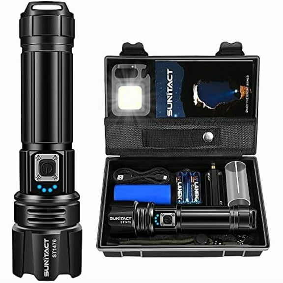 ZCFlashlights LED High Lumens Rechargeable, 980000 Lumens XHM90.2 Super Bright Flashlight, Flash Light Battery Powered, Powerful Handheld Flashlight with Holster for Home Emergency Hiking Gift