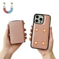 thumbnail image 4 of ELEHOLD Case for iPhone 16 Pro Max, PU Leather Zipper Detachable Wallet Case with Card Holder & Strap, Compatible with MagSafe Accessories,Rosegold, 4 of 5