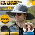 thumbnail image 6 of Sun Hats for Men, Wide Brim Sun Block Windproof Adjustable Rope Cap, UPF 50+ UV Protection Waterproof Hat, Two Wearing Styles for Fishing Hiking Safari Outdoor, Beige, 6 of 6