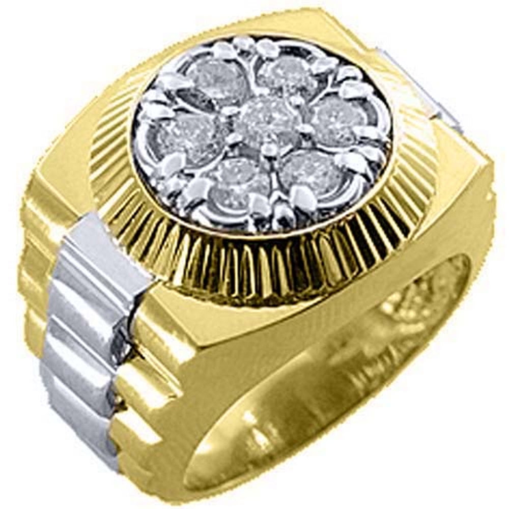 Buitengewoon dilemma opleggen Mens 14k White Gold Round Diamond Rolex Style Ring 1.25 Carats - Walmart.com