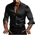 thumbnail image 4 of purcolt Mens Silk Satin Dress Shirts Long Sleeve Button Down Shirt Party Prom Wedding Shirt, 4 of 9