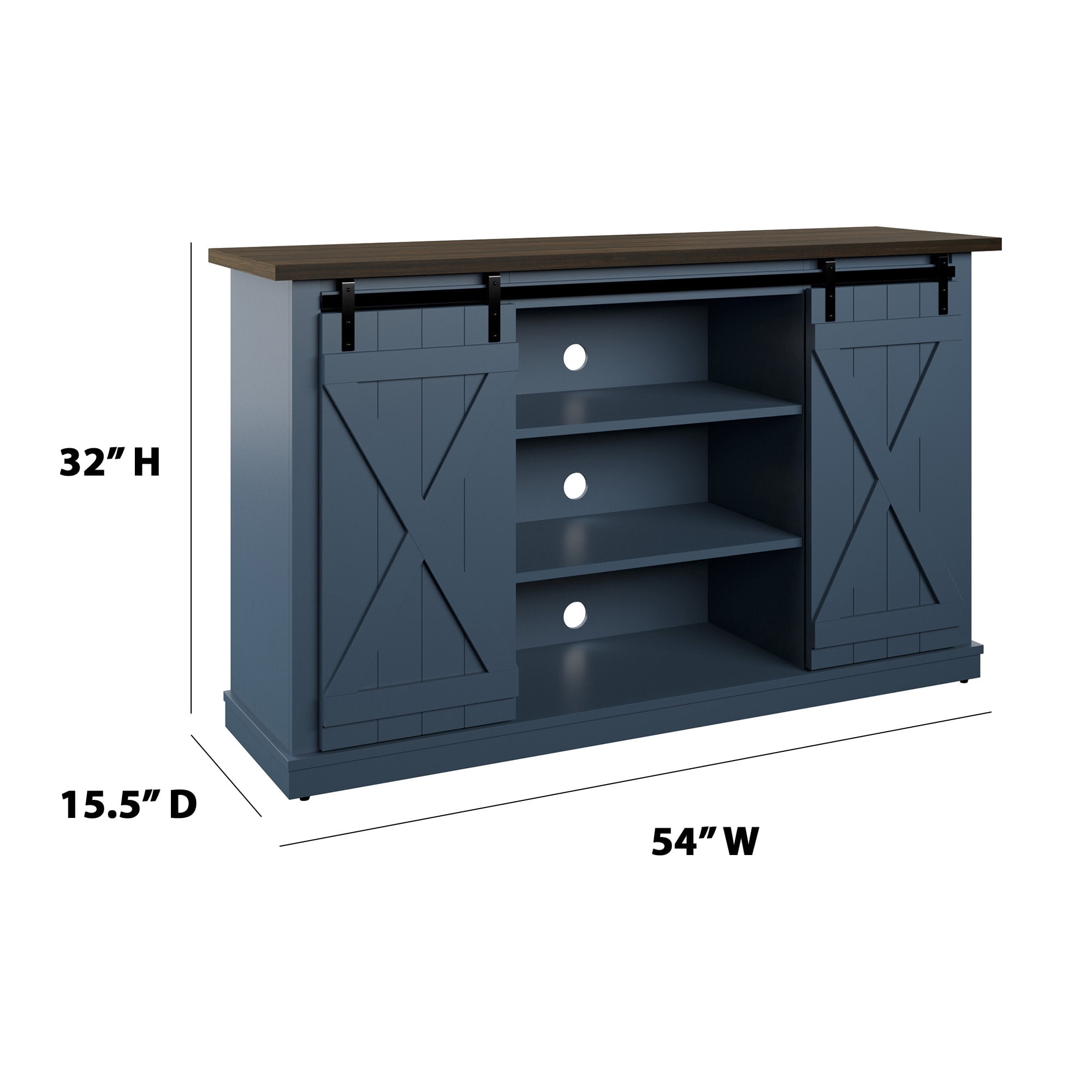 Twin Star Home TV Stand for TVs up to 60" with Sliding Barn Doors