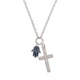 thumbnail image 2 of Delight Jewelry Silvertone Blue Hamsa Hand with Star of David I Have Plans for You Engraved Cross Zoey Necklace, 28", 2 of 4