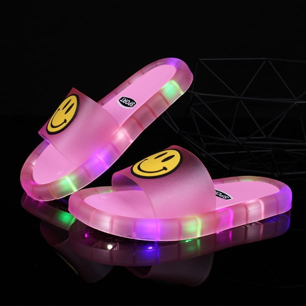 Sanlin 2020, zapatillas con luz LED, zapatillas para niños, sandalias de baño para bebés, chanclas para niños y niñas, zapatos para el hogarzhangyuxiangpink cat+26-27size/15.5cm zhangyuxiang unisex