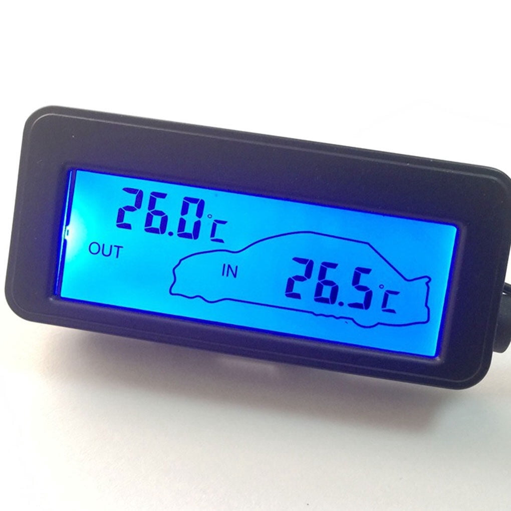 Langgg Mini Thermometer 12V Digital Backlight LCD Display Smart Black Casing Temperature Meter with 1.5M Sensor Cable