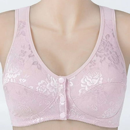 

ELFINDEA womens tops Sexy Lace Bralette Solid Side Buckle Bra Brassiere Wireless Push Up Bras for Pink 38