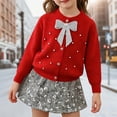 thumbnail image 2 of oqasdz Girls Clothes Kids Bow Prints Long Sleeve Button Down Cardigan Sweater with Rhinestones and Sequins Knitted Skirt Outfit Comfort Fit Durable Casual Outdoor Dailywear, 2 of 5