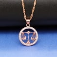 thumbnail image 4 of Uloveido Libra Constellation Necklace Rose Gold Balance Shape Cubic Zirconia 12 Zodiac Constellation Pendant Jewelry Necklace Birthday September 23rd to October 23rd Gift N1047-Libra, 4 of 6