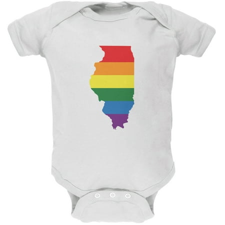

Illinois LGBT Gay Pride Rainbow White Soft Baby One Piece - 0-3 months