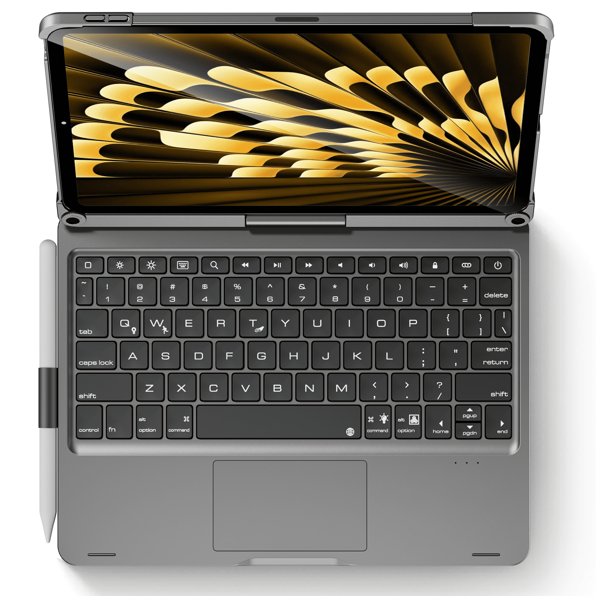 Pekarejue Wireless Keyboard Case Compatible with iPad Air 11-inch M4 M3 M2 & iPad Air 5th 4th & iPad Pro 11 (4th-1st Gen): 360 Rotatable Pencil Holder Multi-Touch Trackpad Backlight Space Gray