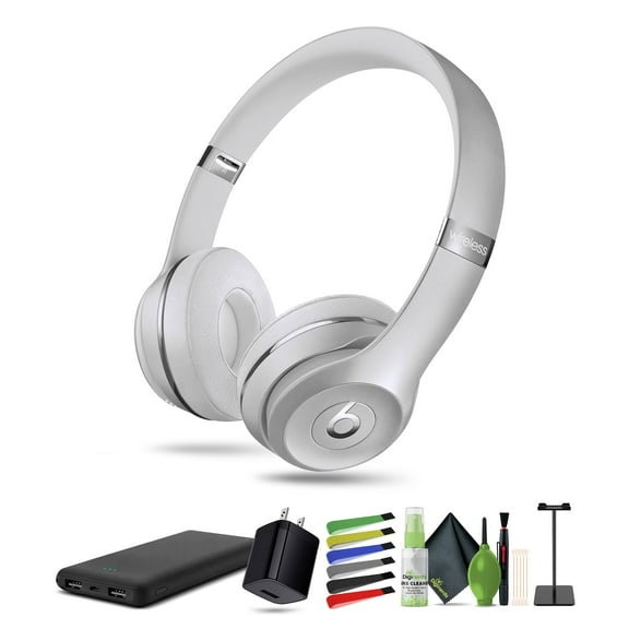 Dre Beats Solo3 Wireless On-Ear Headphones (Silver) Bundle with More Accessories