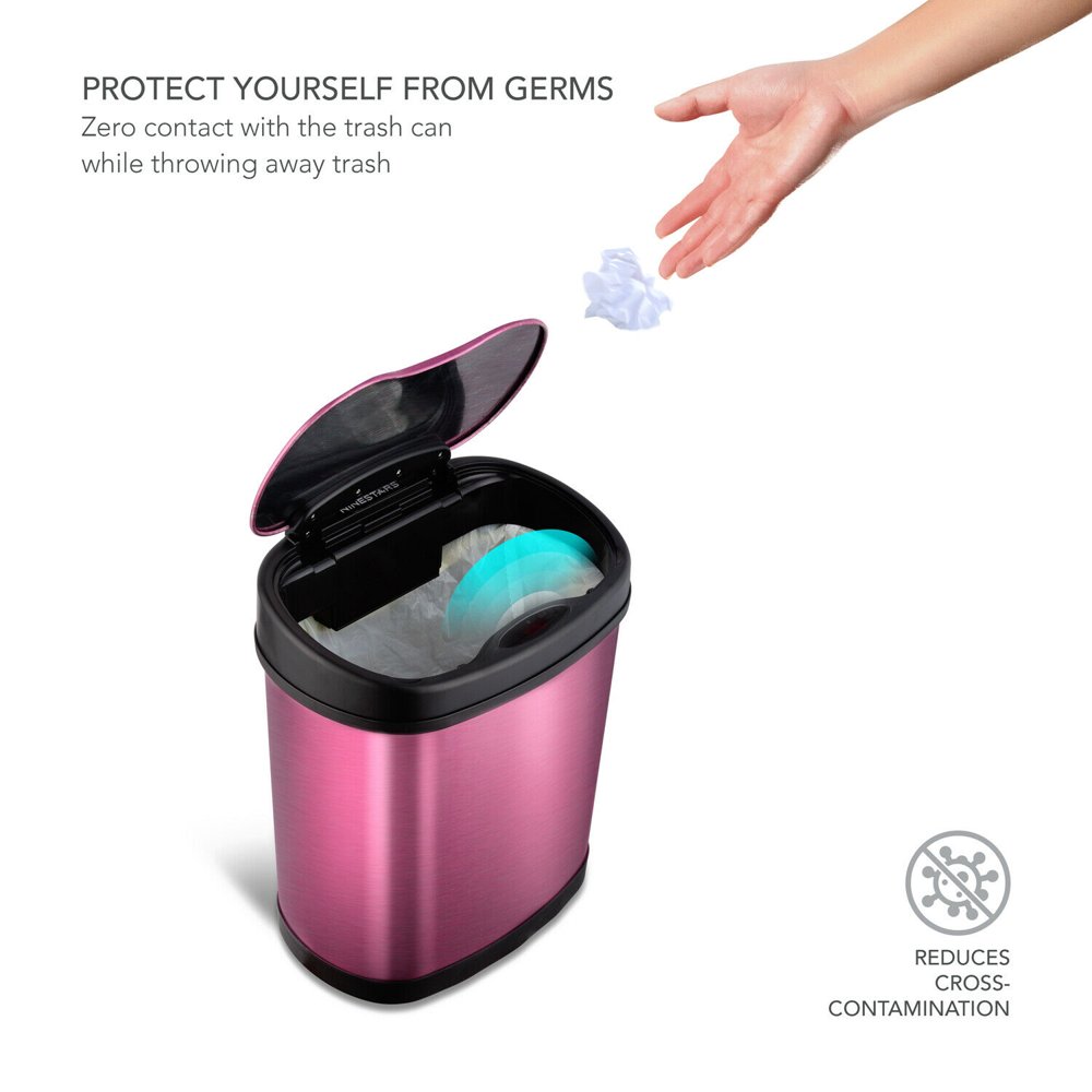 NINESTARS Automatic Trash Can with Lid, Motion Sensor Garbage Container