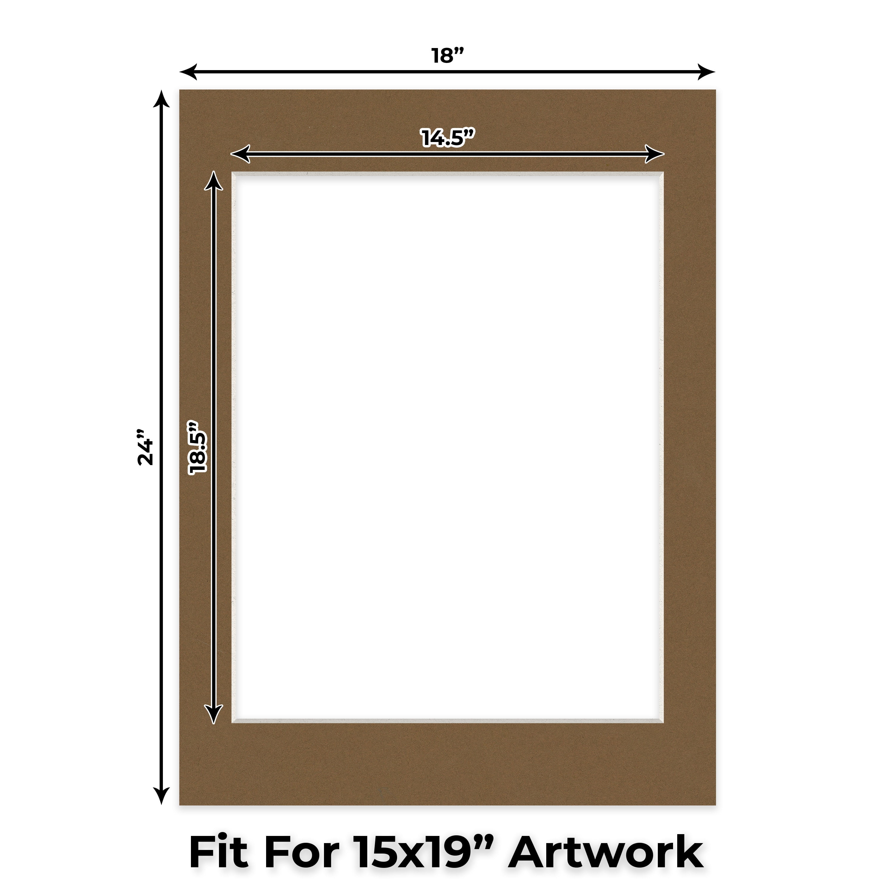 Aged Oak Brown Picture Frame Mat for 18x24 Frames - Fits 15x19 Photos - 1 Mat