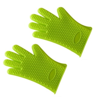 ZZXXB Green Fleur De Lis Oven Mitts and Pot Holders Set of 2 Heat Resistant  Non-Slip Kitchen Gloves for Cooking Baking Barbecue Grilling