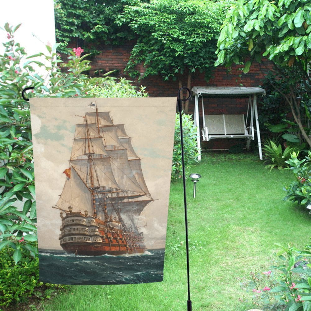 12X18 In Red Pirate Boat Decorative Flag by Flag
