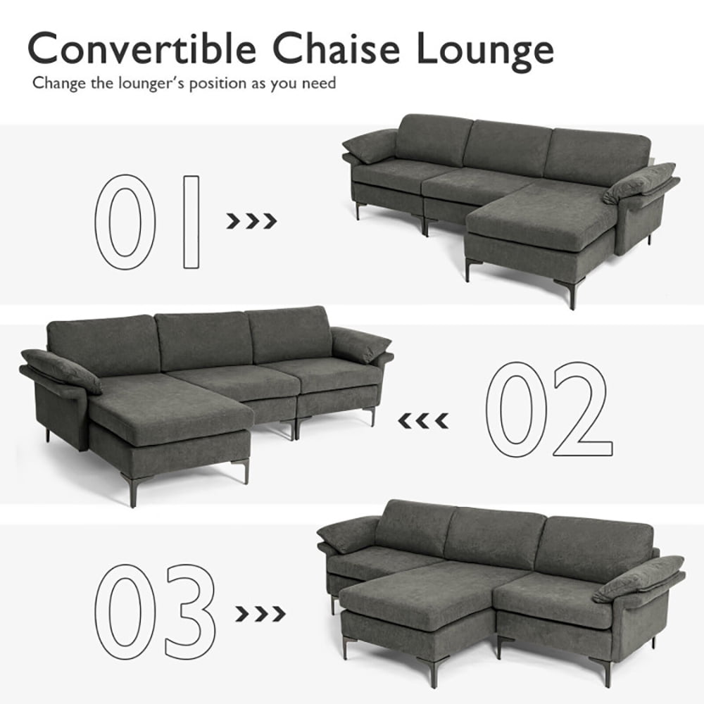 Finihen L-shaped Sectional Sofa Couch, Convertible Sectional Sofa, Extra Large Modular L-shaped Sectional Sofa with Reversible Chaise for 4-5 People, for Living Room, Gray Finihen L-shaped Sectional Sofa Couch, Convertible Sectional Sofa, Extra Large Modular L-shaped Sectional Sofa with Reversible Chaise for 4-5 People, for Living Room, Gray