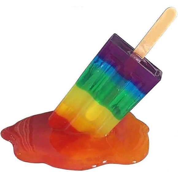 Melting Ice Cream Ornaments,Melting Lollipop Sculpture Transparent Resin Ice Cream Miniature Statue For Desk Decor