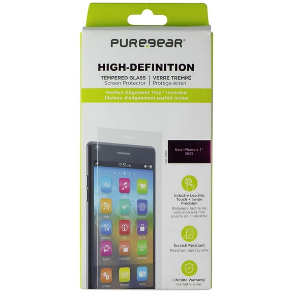 PureGear High-Definition Tempered Glass Screen Protector for Apple iPhone 15