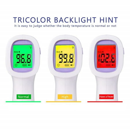 Infrared Digital Non-Contact Thermometer Gun, 3 Color LCD Screen Body Temperature for Instant and Accurate Reading with FREE 5 Hand Sanitizers