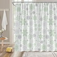 thumbnail image 2 of Christmas Shower Curtain Sage Green Gray Snowflakes Fantasy Xmas Snow Winter Holiday New Year Bathroom Decor Curtain with Hooks,Gray Green, 2 of 4