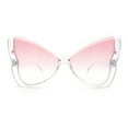 thumbnail image 5 of Womens Butterfly Upside Down Half Rim Plastic Oversized Sunglasses Clear - Pink, 5 of 8