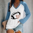thumbnail image 2 of TSADFHJI Chandail en Molleton pour Femmes Coton Femmes Décontracté Léger Col Rond Chandails en Molleton Manches Longues Graphique Football Imprimé Chandail TTG Bleu Clair, 2 of 4