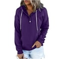 thumbnail image 2 of Up to 40% off fashion Clearance Gifts Borniu Women's Hooded Solid Color Long-sleeved Sweatshirt Casual Blouse Pullover Tops, 2 of 5