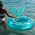 thumbnail image 2 of Inflatable Buoy, Durable Inflatable Round with Handle Air Mattress Floating Inflatable Pool Raft Pool Float Ring Adult Size (Fish Tail Lake Blue), 2 of 5