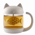 thumbnail image 1 of Coofit Glass Water Cup Cute Fish Infuser Juice Glass Tea Cup Coffee Mug with Lid, 1 of 10
