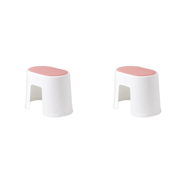 Inteprter Muebles duraderos Preferido PP Cómodo y plegable Niño y taburetes para cambiar zapatos de alto valor estético Cara blanca+barro rojo de tamaño pequeño 2Conjunto