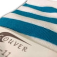 thumbnail image 4 of Couver Women's White Triple Striped Knee High Fashion Tube Cotton Socks, White / Teal / Dark Orange, 4 of 7
