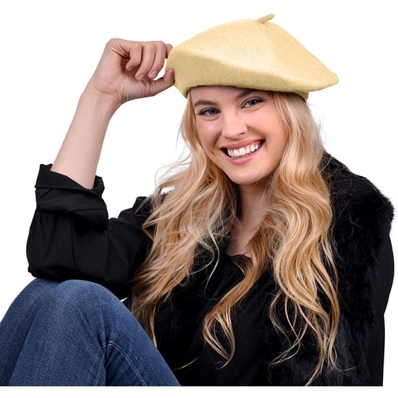 Parquet Solid color French Wool Beret classic French, casual and chic Lightweight Beige