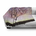 thumbnail image 3 of Nature Soft Flannel Fleece Blanket, Sunset Rise Morning Scenery of Fall Autumn Tree from the Valley Hills Image, Cozy Plush for Indoor and Outdoor Use, 70" x 90", Pink Blue and Brown, by Ambesonne, 3 of 6