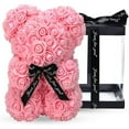 thumbnail image 3 of Rose Bear Rose Teddy Bear -10 Inch Artificial Rose Flower Bear, Gift for Valentines Day, Wedding, Mothers Day and Anniversary, Including Transparent Gift Box (Pink), 3 of 5