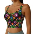 thumbnail image 2 of Vsdgher Traditional Floral Polish Print Women Sleeveless Athletic Tank Top Built-in Bra Camisole Sports Vest for Yoga Running Fitness Exercise with Removable Pads, 2 of 8