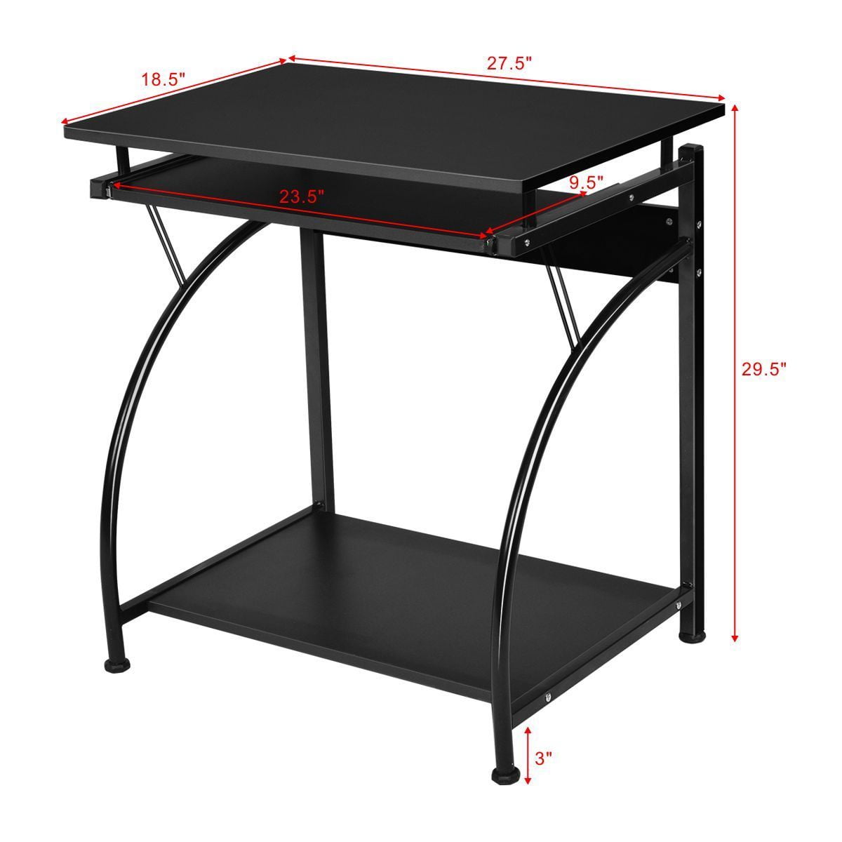 Gymax Computer Desk With Pullout Keyboard Tray Pc Desktop Table Workstation Office Furniture