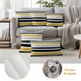 thumbnail image 6 of Yellow Black Stripe Outdoor Waterproof Pillow Covers, Modern Abstract Art Coarse Striped Decorative Square Throw Pillowcase Sofa Cushion Sham for Patio/Couch/Chair, 24"x24" 2 Pack, 6 of 8