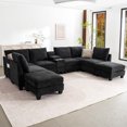 thumbnail image 2 of 136 '' Modern U-Shaped Modular Sectional Sofa, Couch with Center Console, Cup Holders, Storage Ottoman, and Built-in USB Charger, 2 of 9