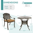 thumbnail image 3 of MEETWARM 5-Piece Cast Aluminum Patio Dining Set with 4 Chairs, Dark Bronze / Tan, 3 of 7