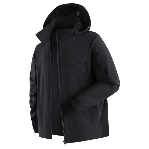 Gamivast Mens Sun Jacket Regular Fit Windbreaker Jackets Soft Breathable Lightweight Athletic Jacket Solid Front Zip Hooded Design Outdoor Running Active Wear