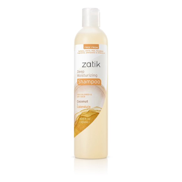 Zatik Naturals Champú hidratante profundo - pH vegano biodegradable equilibrado para cabello teñido y seco libre de sulfatos, ftalatos y fragancias sintéticas - 10.8 onzas líquidas