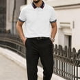 thumbnail image 2 of Garbnen Men’s Polo Shirts Short Sleeve Collared Henley Shirts for Men Lightweight Breathable Casual Office Summer Outdoor Golf Shirt Men White XXXL, 2 of 7