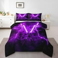 thumbnail image 2 of Erosebridal Galaxy Lightsaber Bedding Sets Twinwith Comforter, Purple Pink Duvet Insert, Watercolor Print Decor, Reversible, 2 of 8