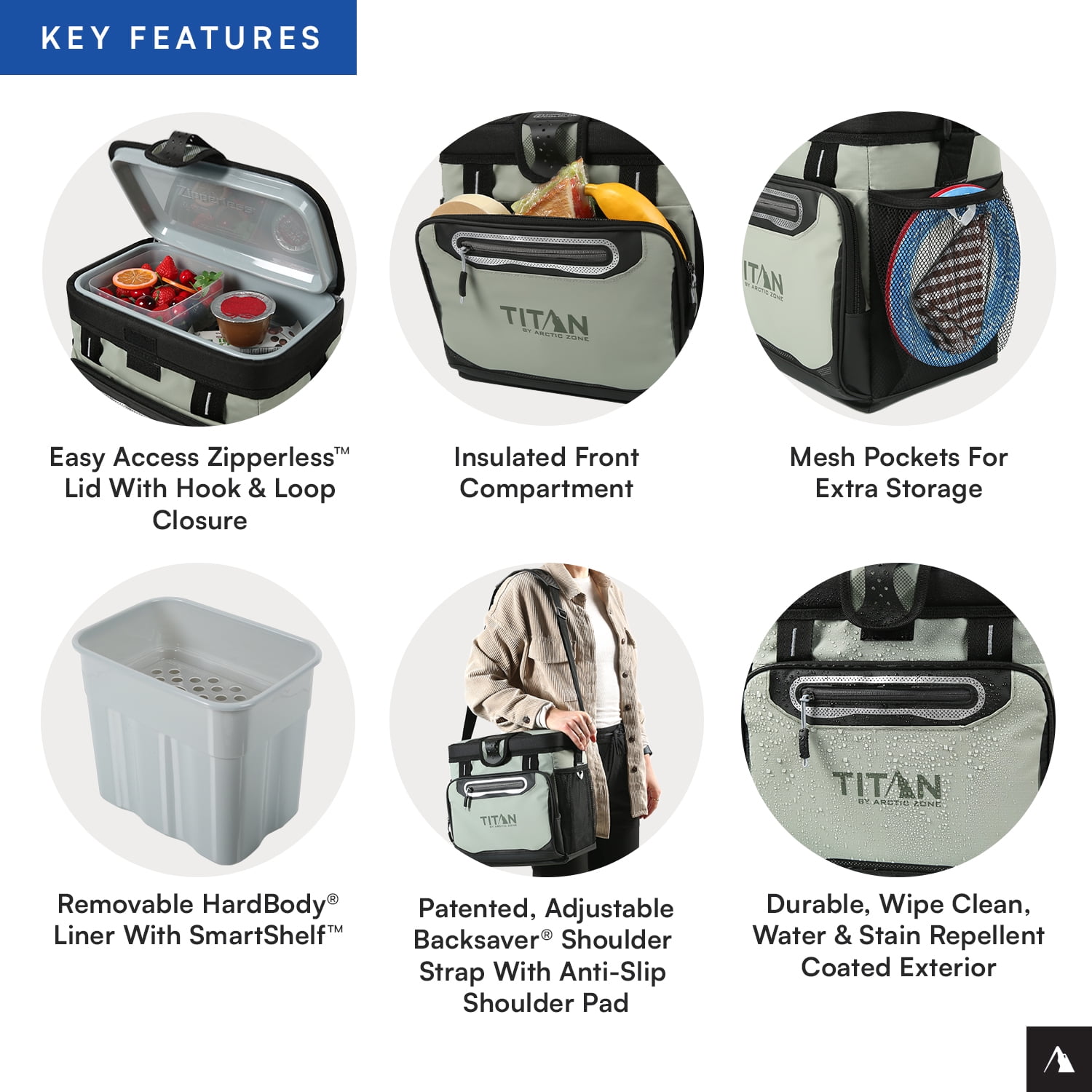 Titan by Arctic Zone 16 Can Zipperless Soft Cooler, Seagrass