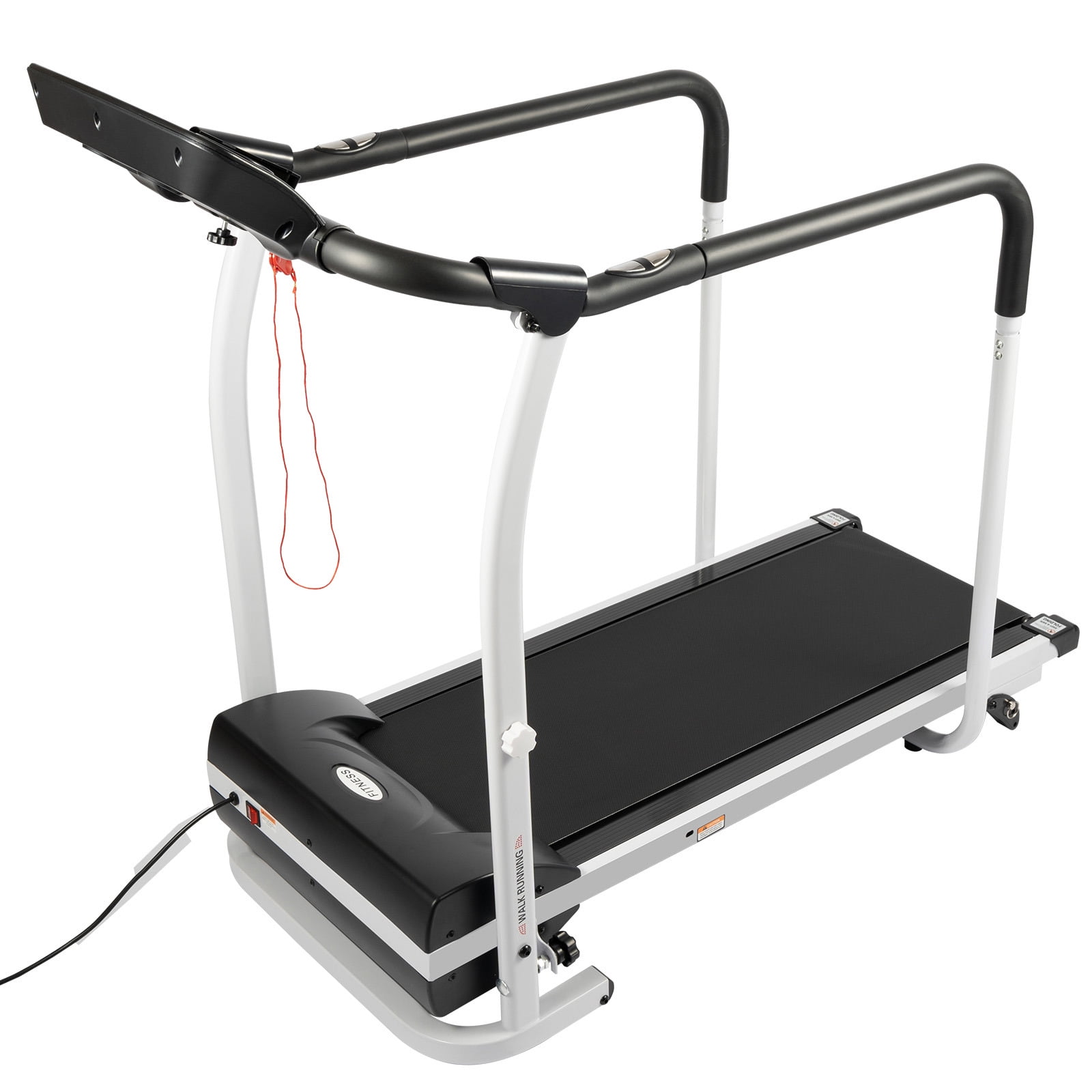 ToppiJoy Adjustable Walking Treadmill with Long Handrails & Heart Rate Sensor, Foldable Recovery Machine Hold up 220lbs with LCD Display Cup Holder & Safety Lock for Home