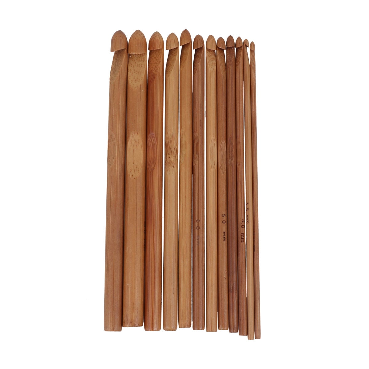 FRCOLOR 12pcs Different-sized Bamboo Crochet Hooks Knitting Needles (3.0mm to 10mm)